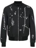 Alexander Mcqueen - Embroidered Bomber Jacket - Men - Cotton/polyester/viscose/wool - 50, Black, Cotton/polyester/viscose/wool