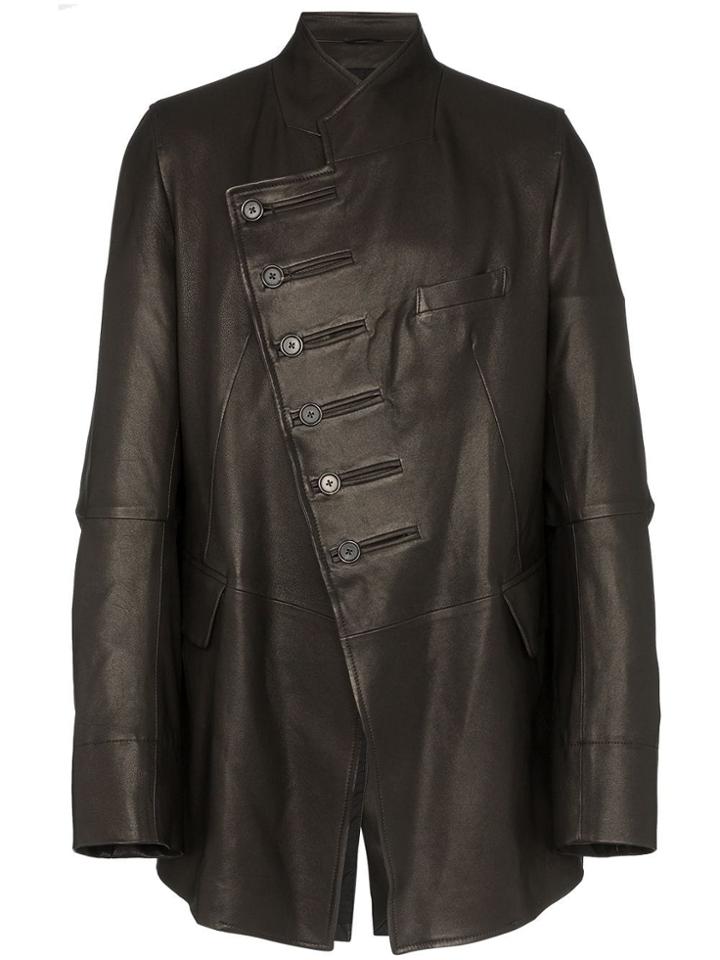 Ann Demeulemeester Mandarin Collar Asymmetric Jacket - Black