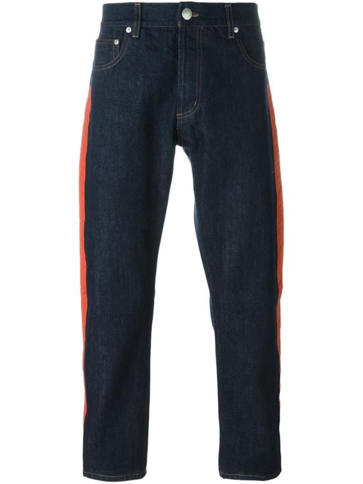 Alexander Mcqueen Stripe Appliqué Jeans, Men's, Size: 46, Blue, Cotton