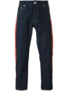 Alexander Mcqueen Stripe Appliqué Jeans, Men's, Size: 46, Blue, Cotton