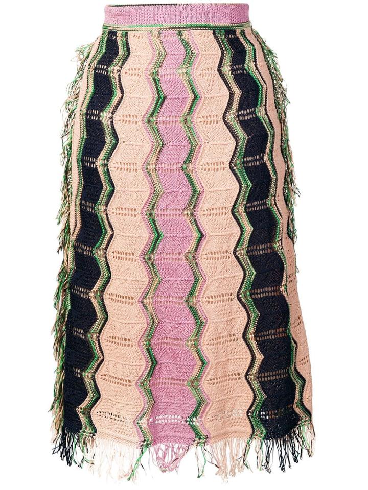 M Missoni Striped Knit A-line Skirt - Pink