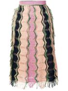 M Missoni Striped Knit A-line Skirt - Pink
