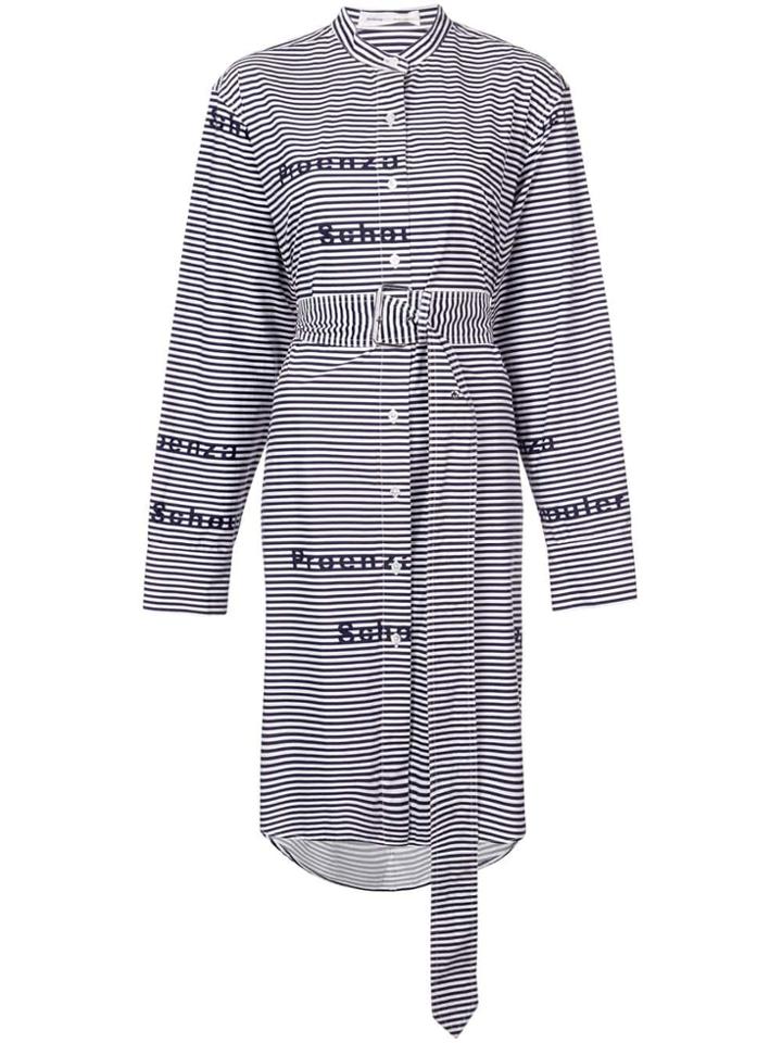 Proenza Schouler Pswl Striped Graphic Shirt Dress - Blue