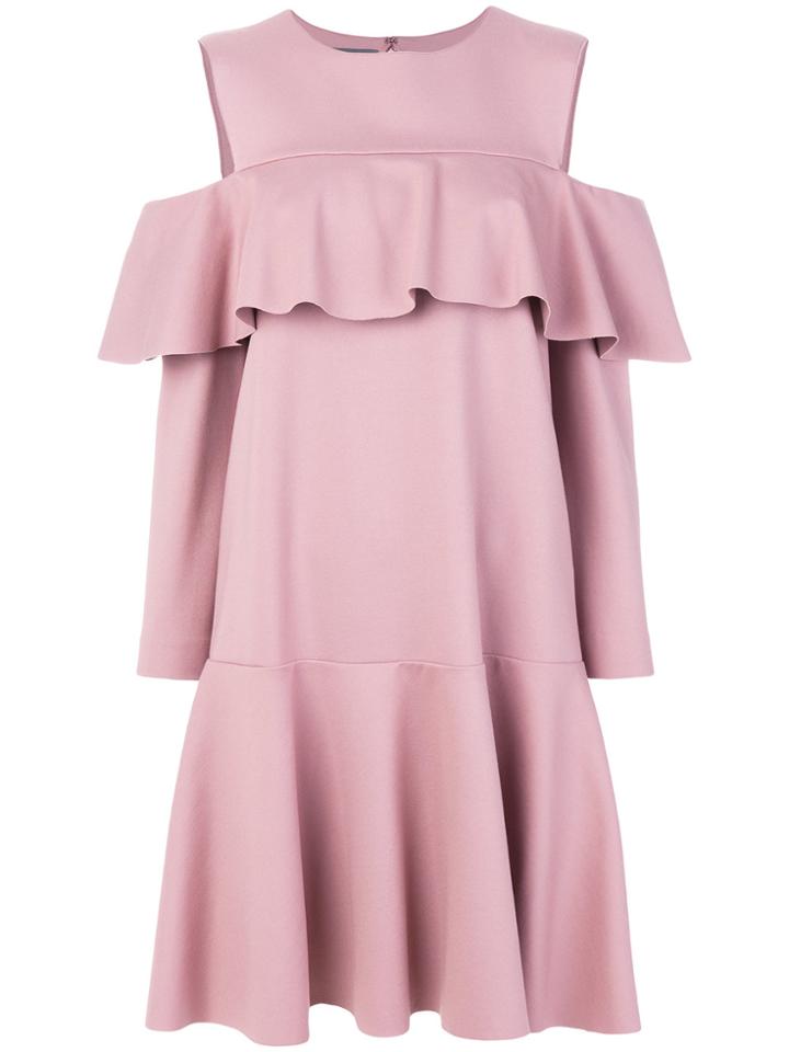 Alberta Ferretti Flared Peplum Dress - Pink & Purple
