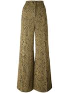 Erika Cavallini Jacquard High-waisted Trousers, Women's, Size: 40, Yellow/orange, Cotton/polyamide/polyester/viscose