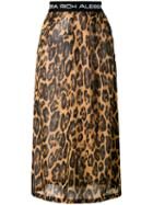 Alessandra Rich Leopard Print Skirt, Women's, Size: 40, Brown, Silk/spandex/elastane