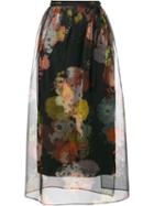 Dries Van Noten Shiller Floral Print Skirt, Women's, Size: 34, Black, Silk
