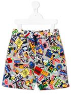 Kenzo Kids Badges Print Shorts, Toddler Boy's, Size: 5 Yrs, Grey