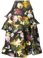 Preen By Thornton Bregazzi Esta Floral Frilled Skirt - Black