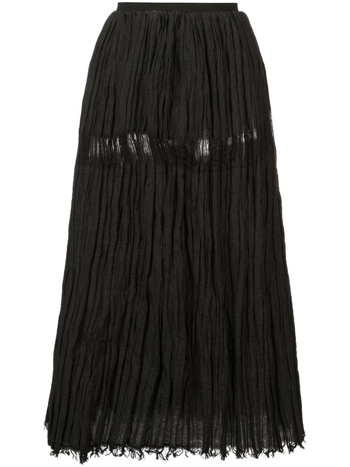 Uma Wang Frayed Midi Skirt - Black