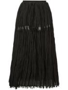 Uma Wang Frayed Midi Skirt - Black