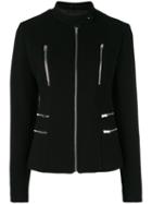 Ermanno Ermanno - Fitted Zip Jacket - Women - Polyamide/spandex/elastane/acetate/virgin Wool - 44, Black, Polyamide/spandex/elastane/acetate/virgin Wool