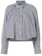 Tome Striped Gathered Cropped Shirt