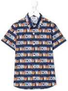 Moschino Kids Teen Logo Bear Print Short-sleeve Shirt - Blue