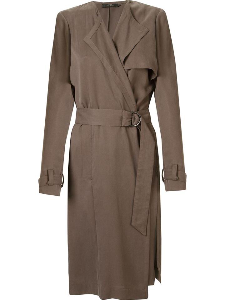 Andrea Marques Open Front Trench Coat, Women's, Size: 40, Grey, Viscose