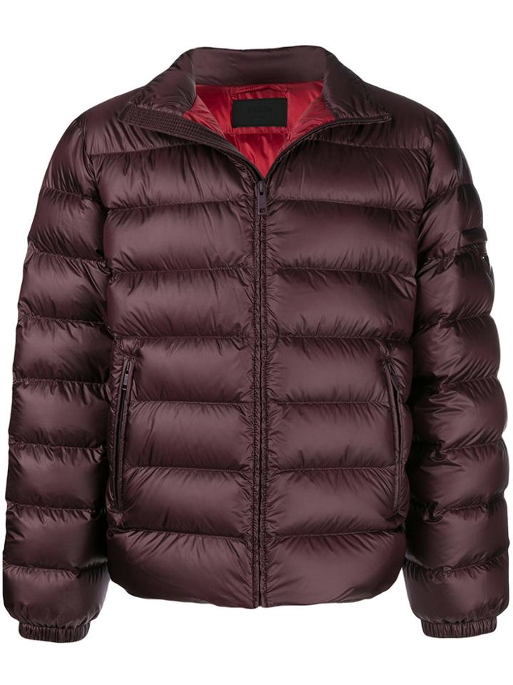 Prada Standing Collar Down Jacket - Red