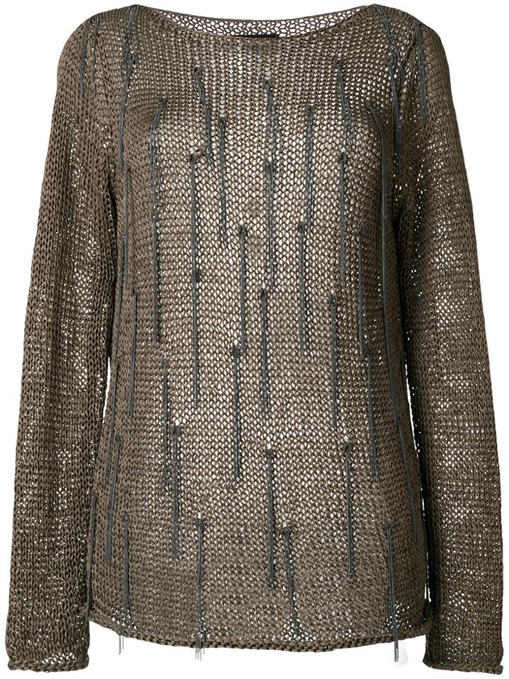 Fabiana Filippi Fringe Knit Jumper - Brown