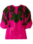 Vita Kin Embroidered Puff Sleeve Top - Pink & Purple