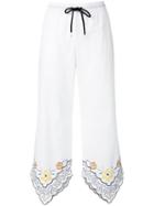 See By Chloé Floral Trim Drawstring Trousers, Women's, Size: 36, White, Cotton
