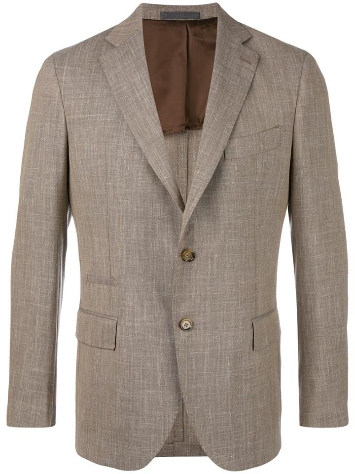Eleventy Two Button Blazer, Men's, Size: 50, Brown, Silk/linen/flax/virgin Wool/cupro