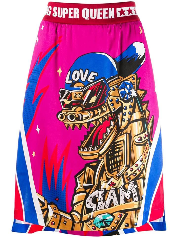 Dolce & Gabbana Super Queen Print Skirt - Pink