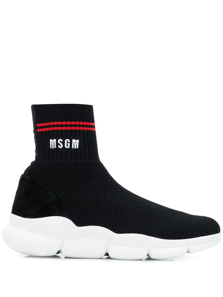 Msgm Knitted Sock Sneakers - Black