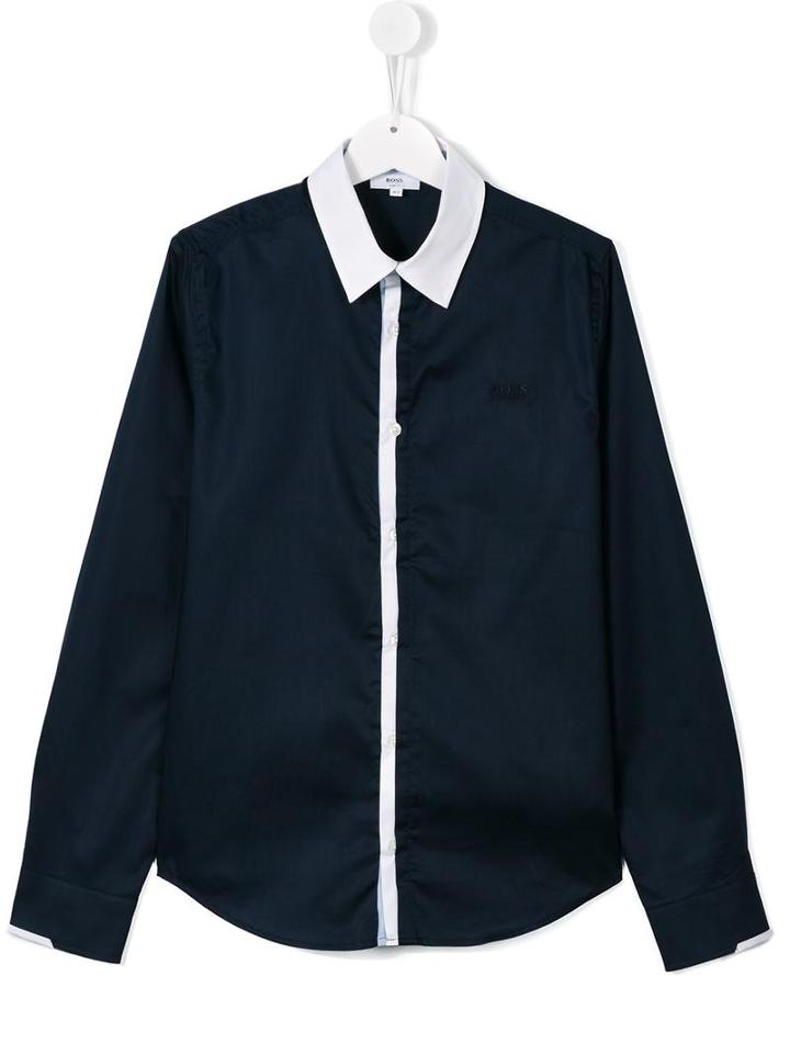 Boss Kids Contrast Placket Shirt, Boy's, Size: 16 Yrs, Blue