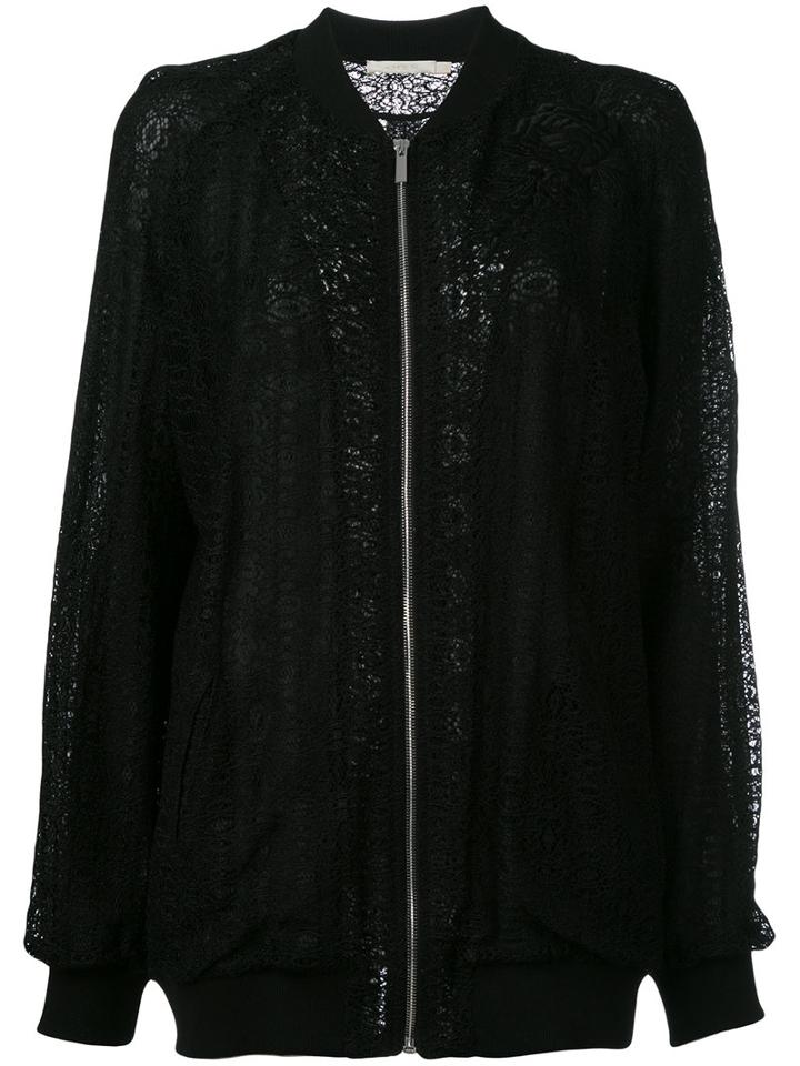 Amen Lace Bomber Jacket, Women's, Size: 40, Black, Viscose/polyamide/spandex/elastane/cotton