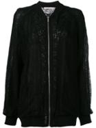 Amen Lace Bomber Jacket, Women's, Size: 40, Black, Viscose/polyamide/spandex/elastane/cotton