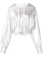 No Ka' Oi Metallic Cropped Hoodie - Silver