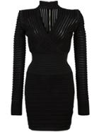 Balmain Ribbed Mini Dress - Black