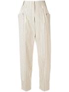 Sportmax High-waisted Stripe Trousers - Neutrals
