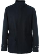 Canali Front Pocket Coat, Men's, Size: 58, Blue, Polyester/wool/virgin Wool