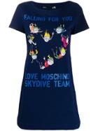 Love Moschino Skydiving Print T-shirt Dress - Blue