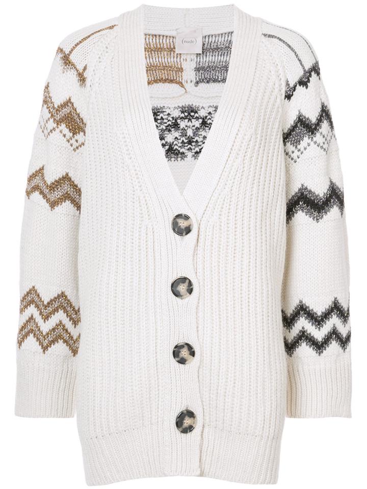 Nude Zig Zag Cardi-coat - Nude & Neutrals