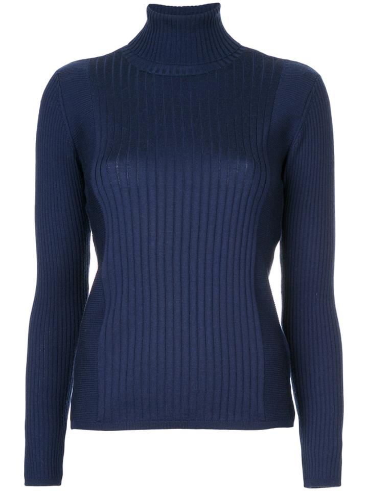 Astraet Ribbed Turtleneck Pullover - Blue