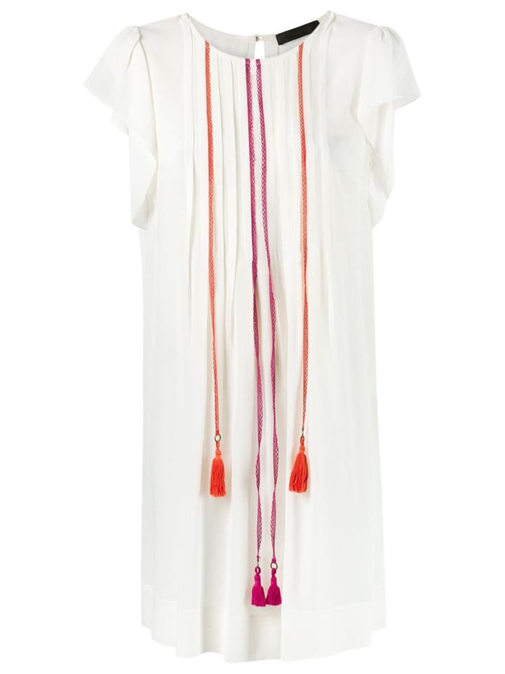 Talie Nk Embroidered Silk Dress - White