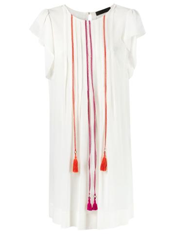 Talie Nk Embroidered Silk Dress - White