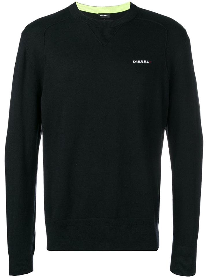 Diesel Logo Embroidered Sweater - Black