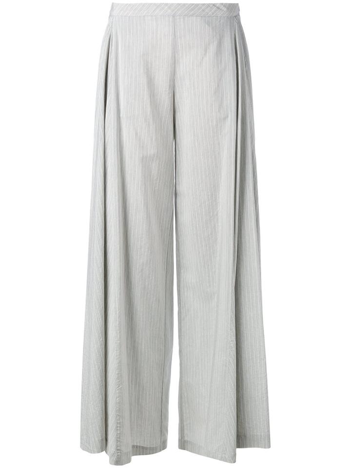 Stefano Mortari - Striped Wide Leg Trousers - Women - Cotton/cupro - 40, Grey, Cotton/cupro