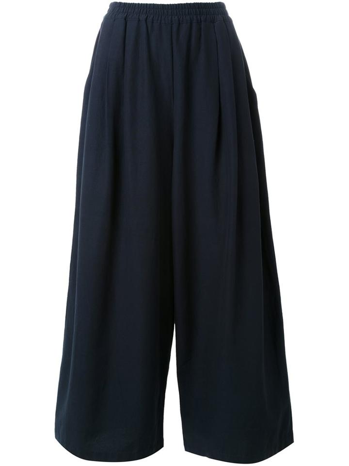 Megan Park Cropped Wide Leg Trousers, Women's, Size: 14, Black, Viscose
