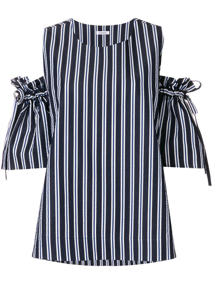P.a.r.o.s.h. Striped Off-the-shoulder Blouse - Blue