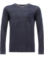 Roberto Collina - Chest Pocket Sweatshirt - Men - Linen/flax - 48, Blue, Linen/flax