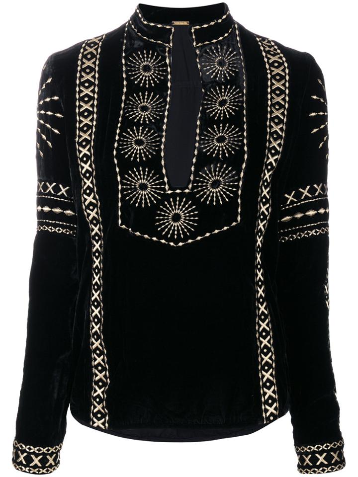 Dodo Bar Or Embellished Top With Slit - Black