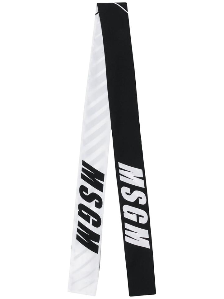 Msgm Logo Printed Scarf - Black