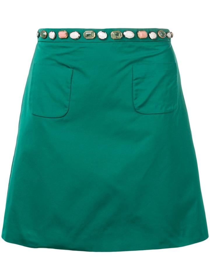 Nº21 Gem Embellished Skirt - Green