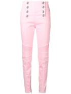 Balmain Button-detailed Skinny Trousers - Pink