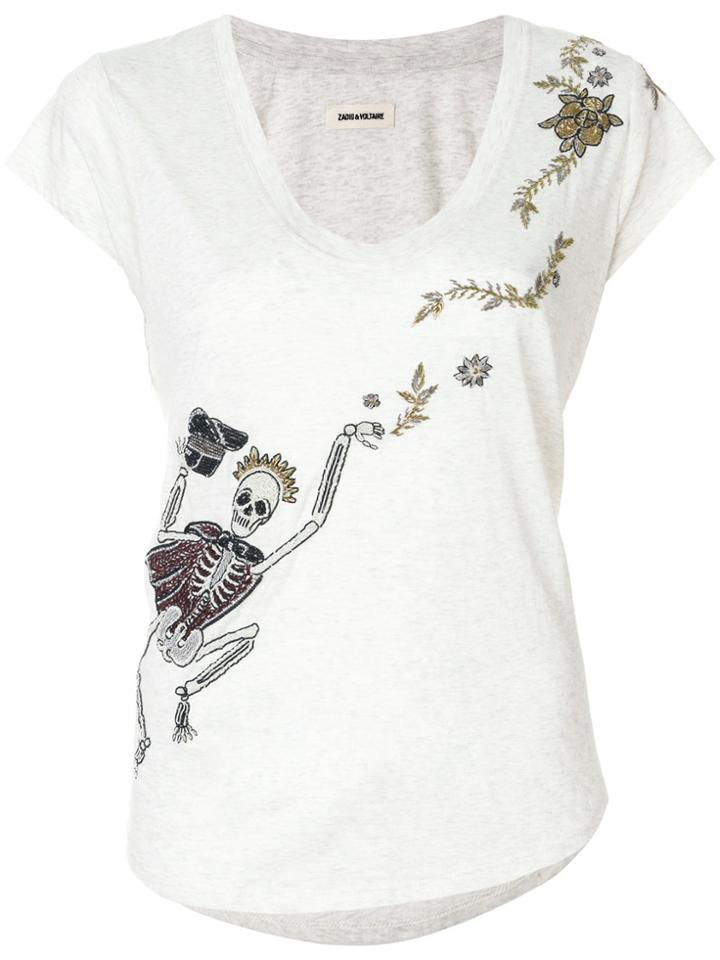 Zadig & Voltaire Embellished Skeleton T-shirt - Nude & Neutrals