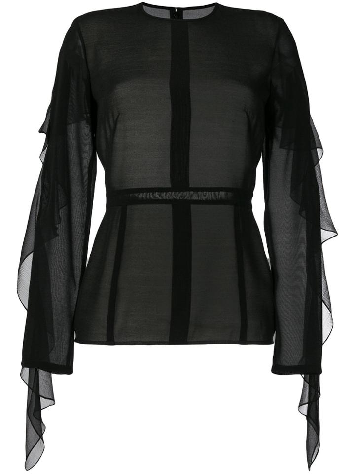 Victoria Beckham Ruffle Sleeved Blouse - Black
