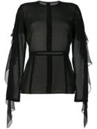 Victoria Beckham Ruffle Sleeved Blouse - Black